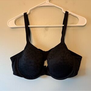 Savage x Fenty Leopard Print Lace Elegant Black Bra, Size 40C